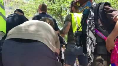 Security Disarming Woman With A Gun At Pueblo No Kings Protest: (Alternate angle)