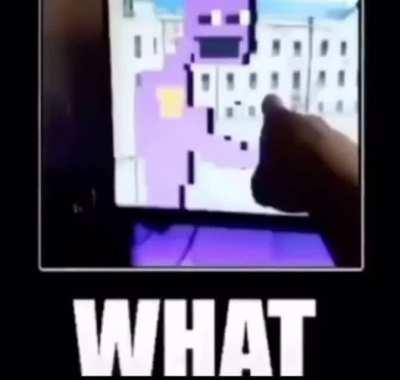 What purple guy doin?