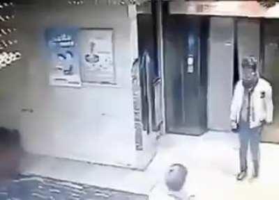 The elevator spirit claims him as a victim