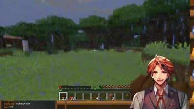 Roberu's hilarious panicked screams while he was running away from mobs in Minecraft
