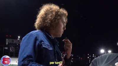 Guy interviews a local celebrity