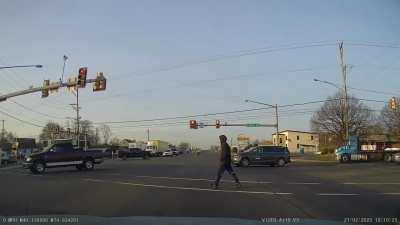 Car Stopping For Pedestrian Crossing Ends Up Getting Read-Ended