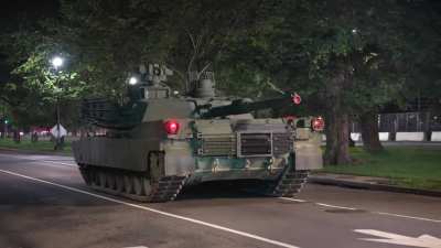 Tanks on the streets of Washington DC last night as the Army 250th Parade nears