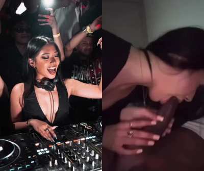 Hot Asian DJ loves to party with her fans after the show 🖤