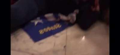 Notice the maga terrorist with the assault rifle next to the girl that got shot in the neck