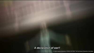 Cena declaração de guerra de shingeki no kyojin com OST ajustada.(Creditos :Otakeira)