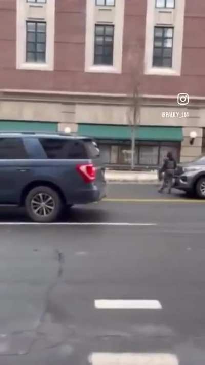 ICE in Minneapolis leave car of man they abducted abandoned in the middle of the road, forget to put it in park and cause a car accident (1/12/26)