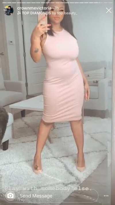 Tight dress, heavy tits