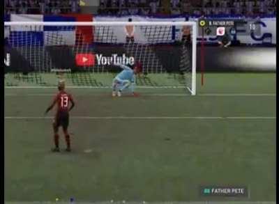 Keeper runs into post (awful challenge)