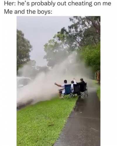 Me and the Boy's during rain⛈️☔⛈️ - (Via: @shammi_ltd)