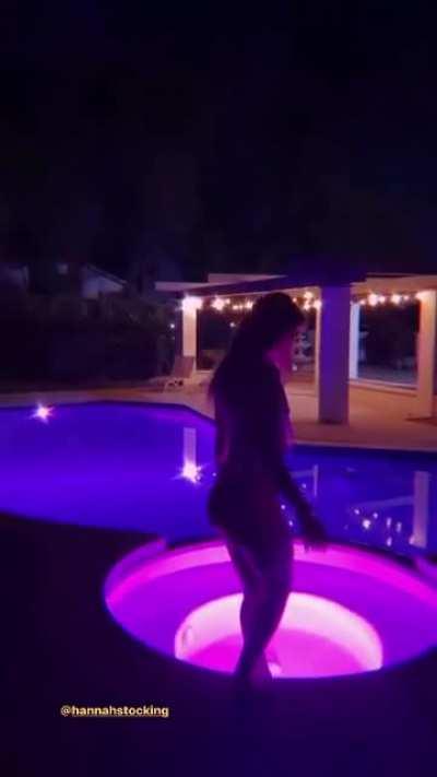 Going in the jacuzzi.... too bad it wasn’t a little brighter