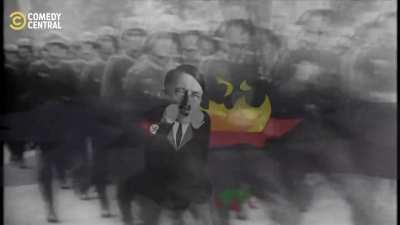 Did you know the direct inspiration for 1930s Germany was the Holy Roman Empire: the First Reich. This was made with Hitler's real voice, and his speech was idiomized (increased by ~0.1 semitone) to sound like a South Park character. This is what his casu