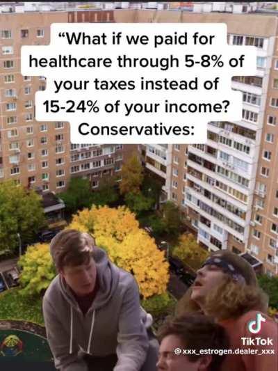 Universal healthcare>>>> an insurance based healthcare system.