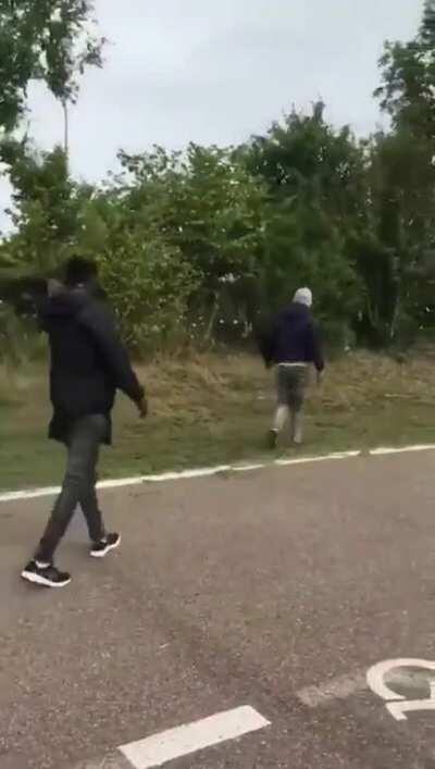Family arrives back in the UK from holiday and discovers two Africans in their roof rack. All their belongings were flung away by them to fit in.