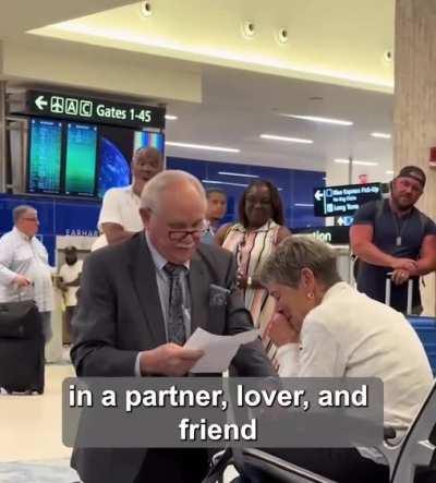 A love story 60 years in the making, when Dr. Thomas got down on one knee at Tampa International Airport to give his now fiancÃ©, Nancy, a fairy-tale ending sheâll cherish forever