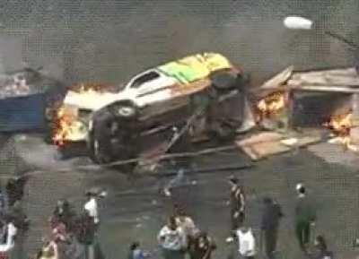 Thing fights back at a group of idiots