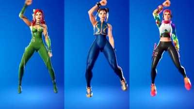 Poison Ivy, Chun-Li, And Loserfruit performing the most controversial emote in Fortnite