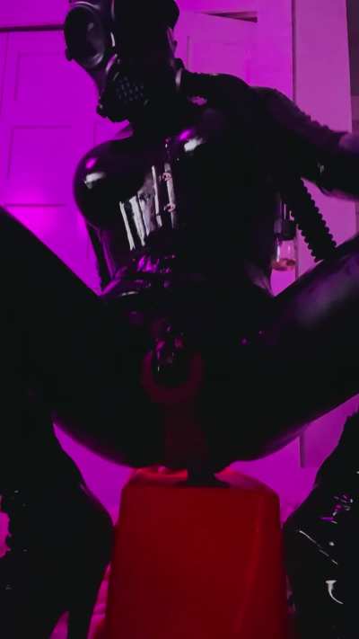 Sissy riding in latex