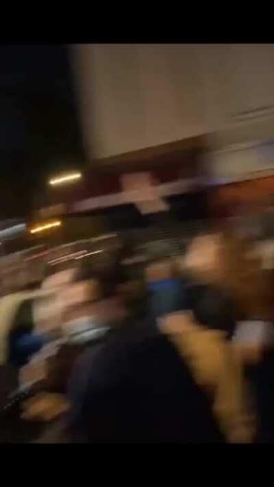 People enter the streets in New York City to celebrate Joe Biden‘s presumed election victory