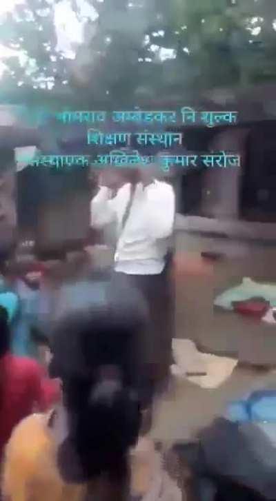 Somewhere in UP,an Ambedkarite preacher teaching hundreds of little children: