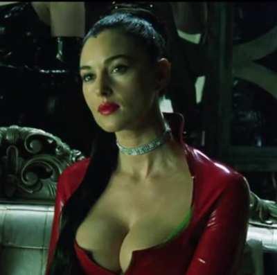 Monica Bellucci's mesmerizing cleavage.