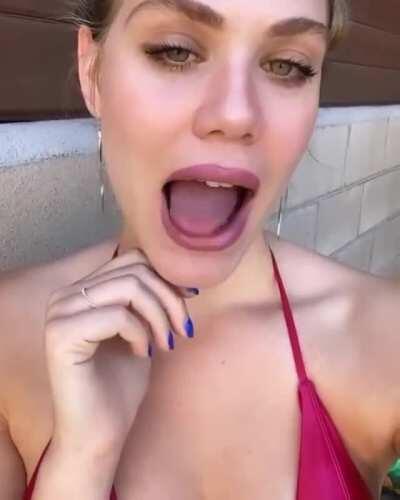Beautiful lips and long tongue
