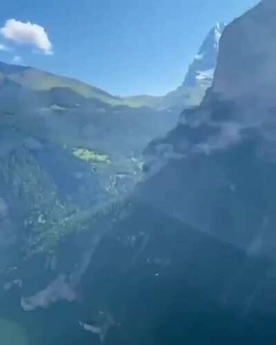 Walking on iron bars embedded on the slopes while enjoying the great scenics