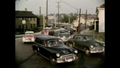 Traffic is nothing new here (scenes from the roads in Providence and East Providence, 1959)