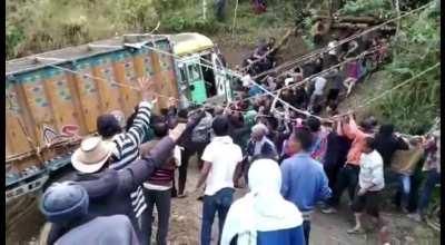 Hold my Redbull while we pull this truck out of this gorge
