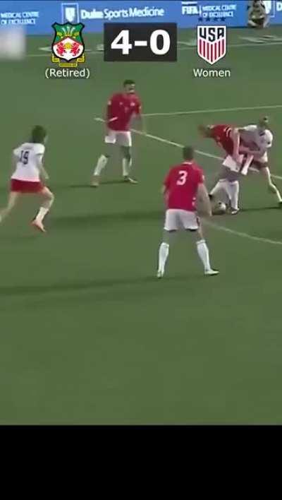 US woman's soccer teams taunts a retired men's soccer team