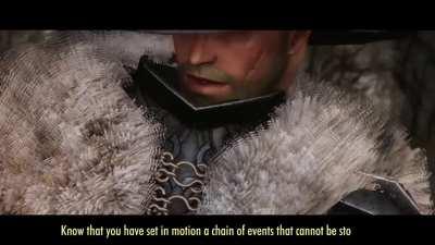 The Dragonborn completes a quest at the College of Winterhold.