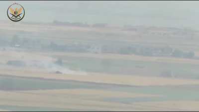 NLF ATGM strike on SAA armor moving with a large infantry contingent - Tal Hawash Front, Hama - 2019