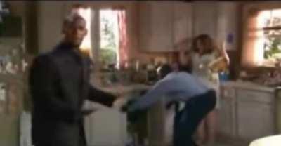 HE LOOKS AT THE CABINET