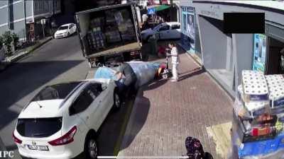 WCGW moving a pallet of water bottle packs on uneven surface