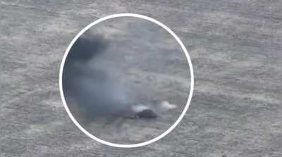 Video of a Russian soldier standing still in the middle of a field and takes a direct FPV hit to the head. This is the second video within 24 hours of Russian soldiers implementing this 