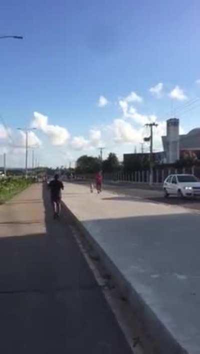 His jogging partner is the greatest of all time.