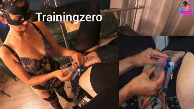 Electro shocking his balls and prostate until he cums