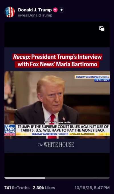 10/19/25 - Recap of his interview on Fox News.