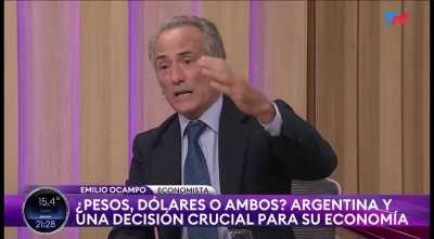 Emilio Ocampo hablando sobre su propuesta de dolarización en TN 