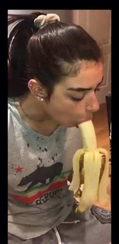 Dixie showing us her throating skills