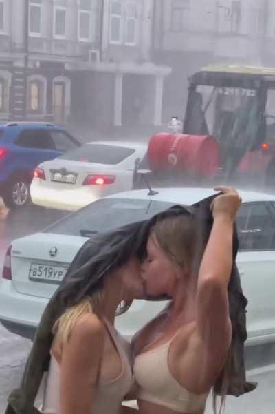 Kissing in the rain