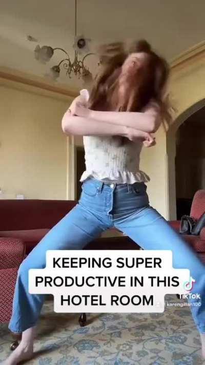 Dancing in a hotel room