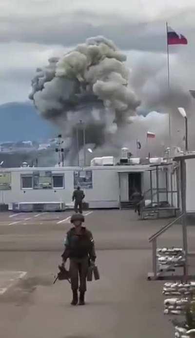 Video of the destruction of the Russian Peacekeepers' ammunition depot in Karabakh by the Azerbaijani army