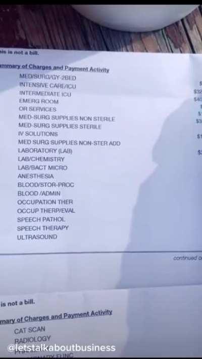 Hospital bill for 4 months in the Covid ward just came in: