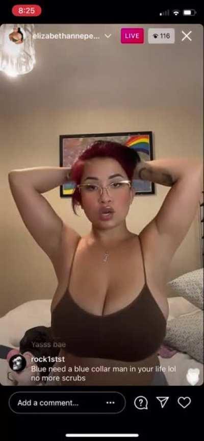 Boobs slip out of camisole when bending over