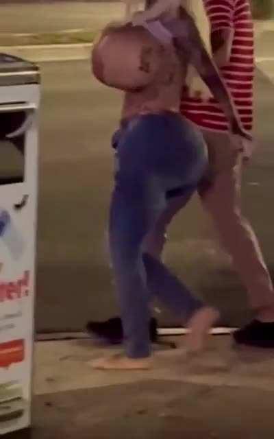 Those are quite the melons she's carrying