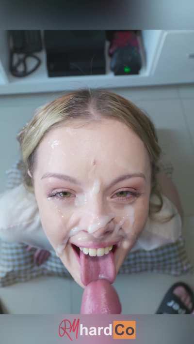 Emptying his big balls all over my face