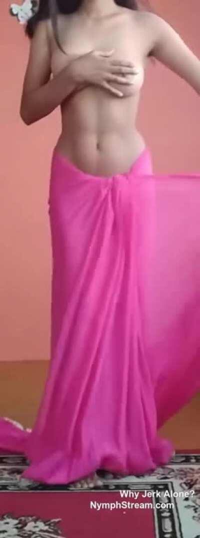 Big tits indian slut strips