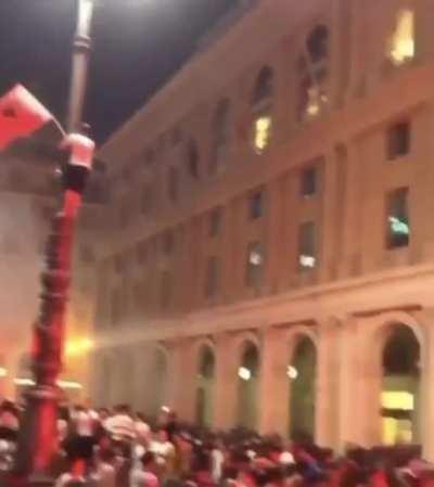 During Euro celebrations in Italy, this Albanian guy is proudly waving the eagle of his people cause ... why not ?