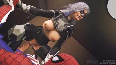 Black Cat riding Spider-Man (Wampa3D, Lerico213)